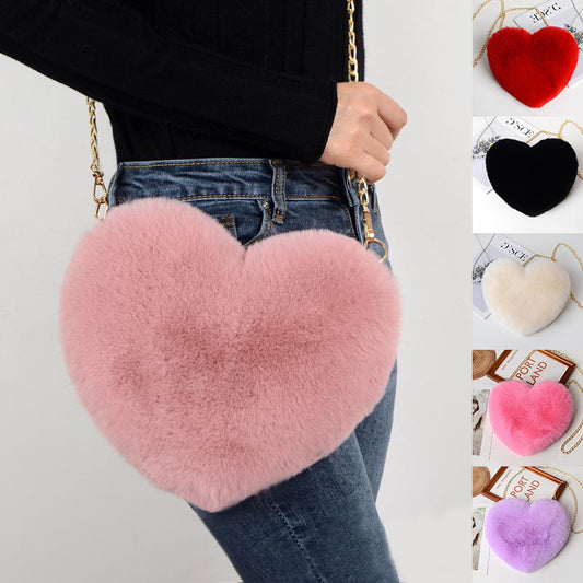 Sacs d'amour pour femmes, sacs à bandoulière avec chaîne en peluche, sac de fête pour la saint-valentin