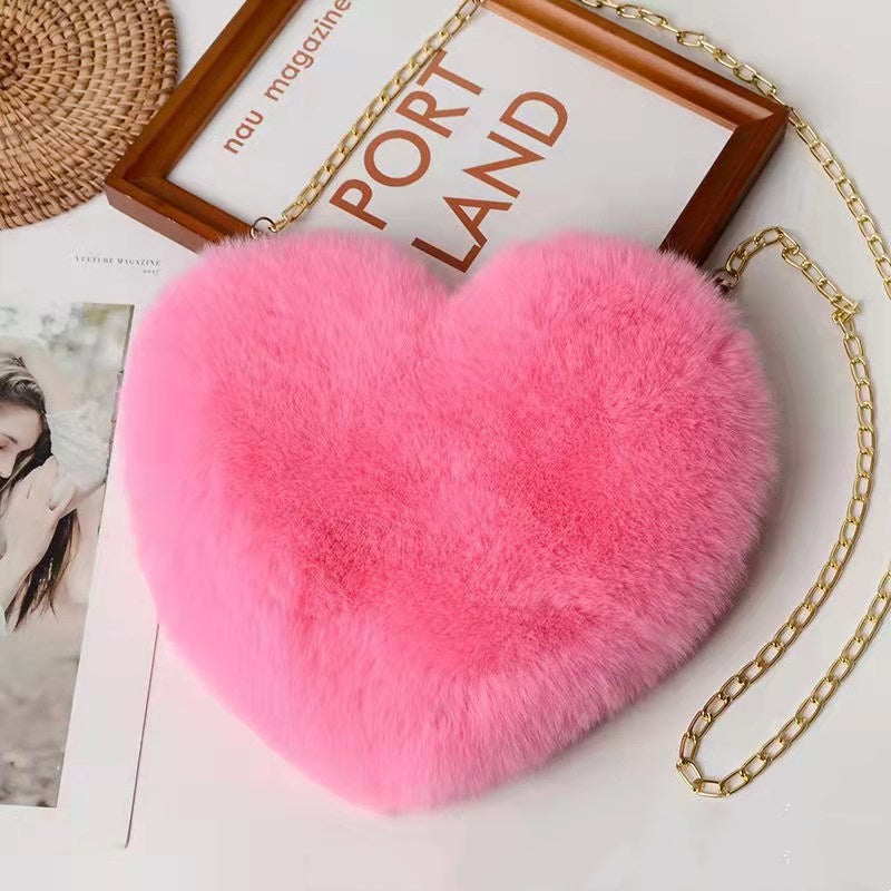 Sacs d'amour pour femmes, sacs à bandoulière avec chaîne en peluche, sac de fête pour la saint-valentin