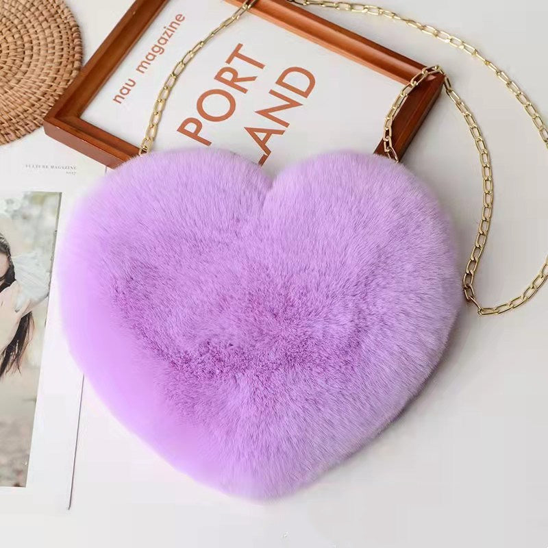 Sacs d'amour pour femmes, sacs à bandoulière avec chaîne en peluche, sac de fête pour la saint-valentin