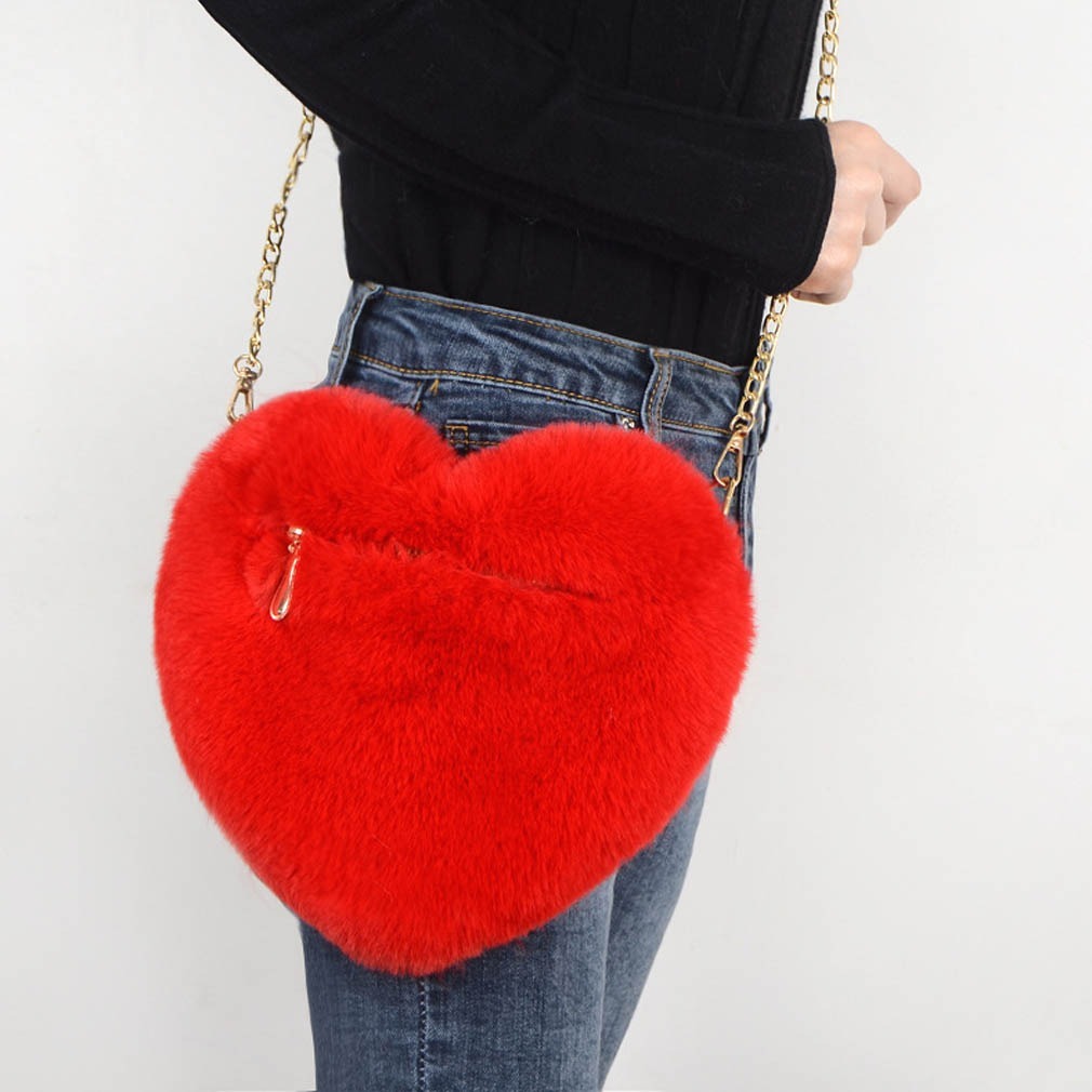 Sacs d'amour pour femmes, sacs à bandoulière avec chaîne en peluche, sac de fête pour la saint-valentin